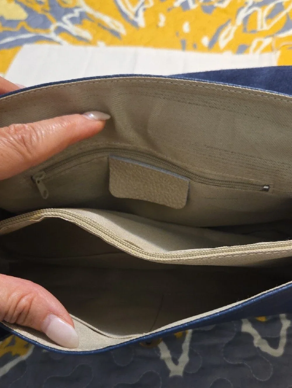 Italian Blue Leather Top-Handle Crossbody Bag